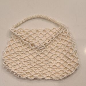 Vintage Cream Beaded Mini Bag
